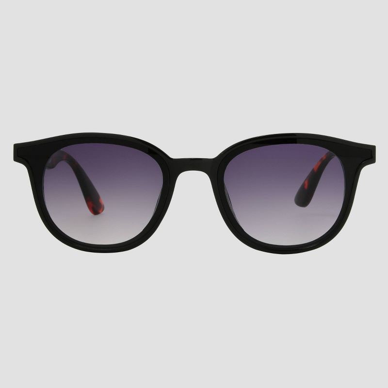 slide 1 of 2, Women's Plastic Round Sunglasses with Gradient Lenses - Universal Thread™ Black: Scratch-Resistant, UV Protection, 1 ct