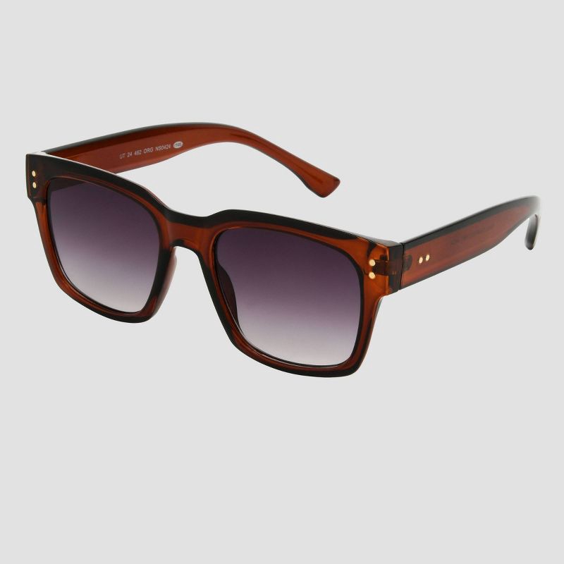 slide 2 of 2, Women's Plastic Rectangle Sunglasses with Gradient Lenses - Universal Thread™ Orange: Scratch-Resistant, UV Protection, 1 ct