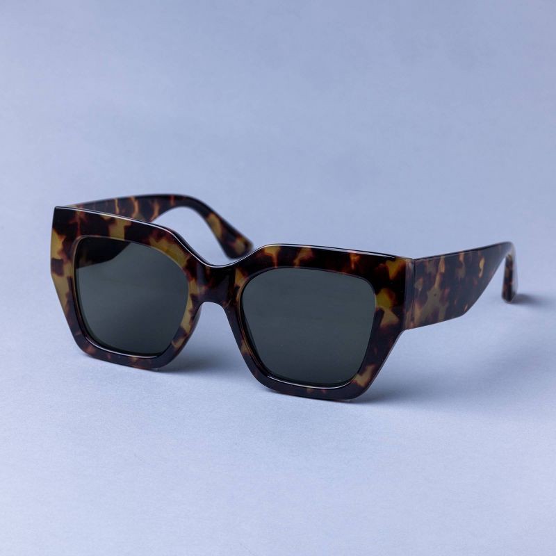 slide 2 of 2, Women's Thick Square Tortoise Shell Sunglasses - A New Day™ Brown: Maximum UV Protection, Recycled Plastic Frame, 1 ct