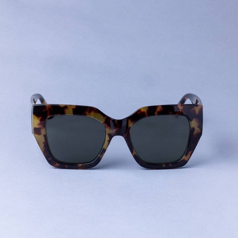 slide 1 of 2, Women's Thick Square Tortoise Shell Sunglasses - A New Day™ Brown: Maximum UV Protection, Recycled Plastic Frame, 1 ct