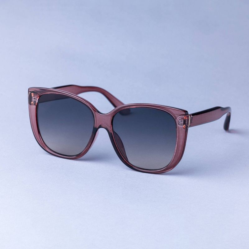 slide 2 of 2, Women's Plastic Butterfly with Metal End Caps Sunglasses - A New Day™ Mauve: Medium Fit, UV Protection, Recycled Frame, 1 ct