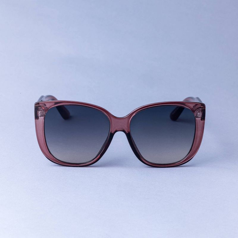 slide 1 of 2, Women's Plastic Butterfly with Metal End Caps Sunglasses - A New Day™ Mauve: Medium Fit, UV Protection, Recycled Frame, 1 ct