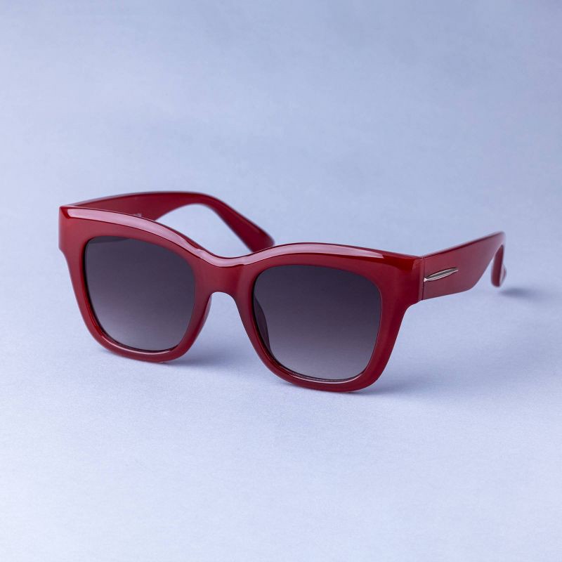 slide 2 of 2, Women's Square Plastic Surf with Metal Sunglasses - A New Day™ Red: Medium Fit, Maximum UV Protection, Recycled Frame, 1 ct