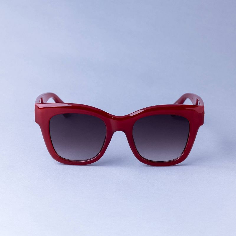 slide 1 of 2, Women's Square Plastic Surf with Metal Sunglasses - A New Day™ Red: Medium Fit, Maximum UV Protection, Recycled Frame, 1 ct