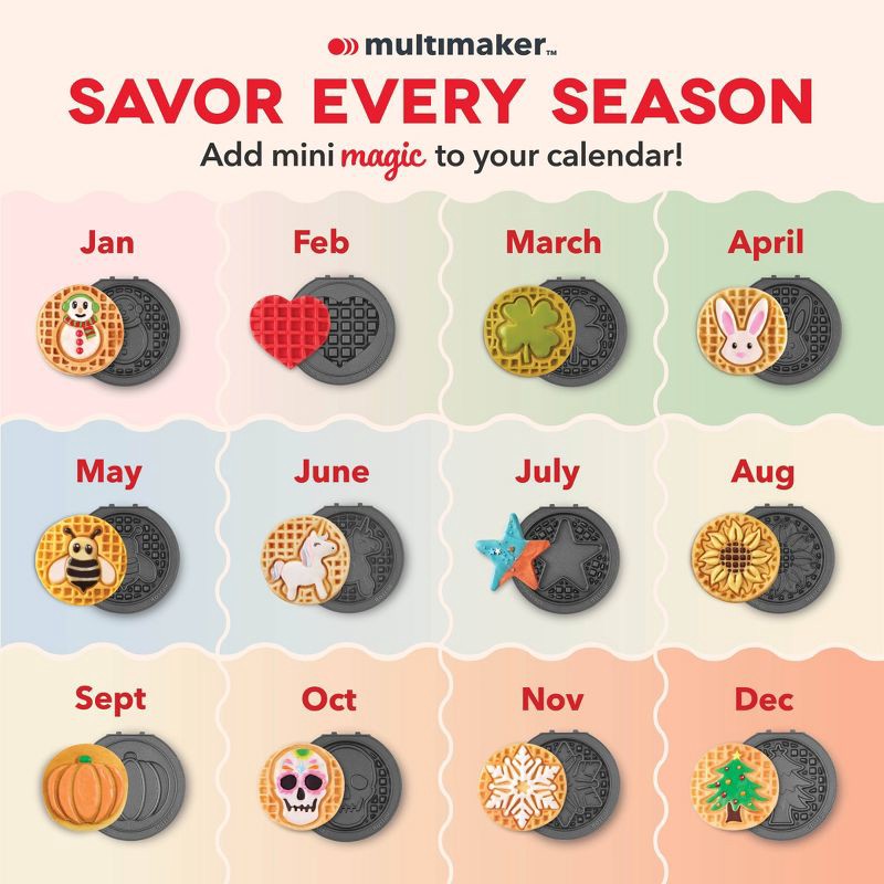 slide 7 of 7, Dash MultiMaker Mini Waffle Maker System with 6 Removeable Holiday Plates, 1 ct