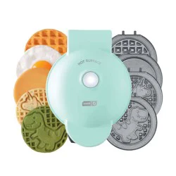 Dash MultiMaker Ceramic Nonstick Mini Waffle Maker System with 6 Removeable Holiday Plates