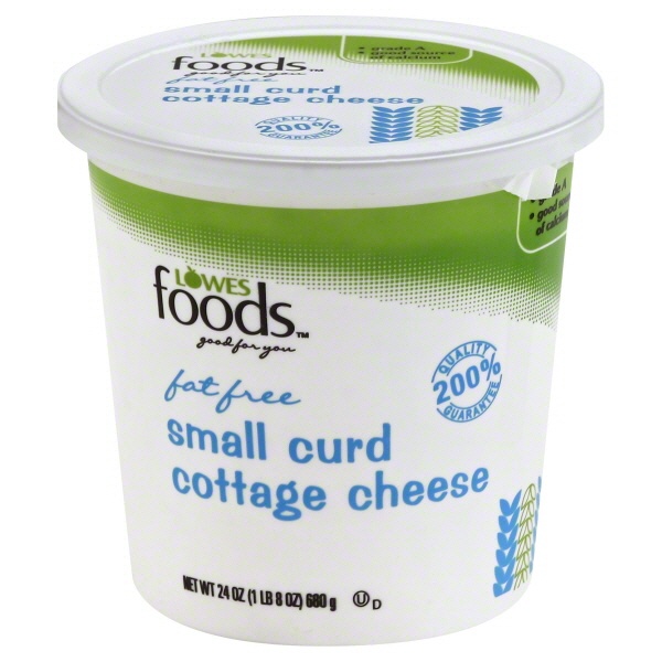 slide 1 of 1, Lowes Foods Cottage Cheese Fat Free Small Curd, 24 oz