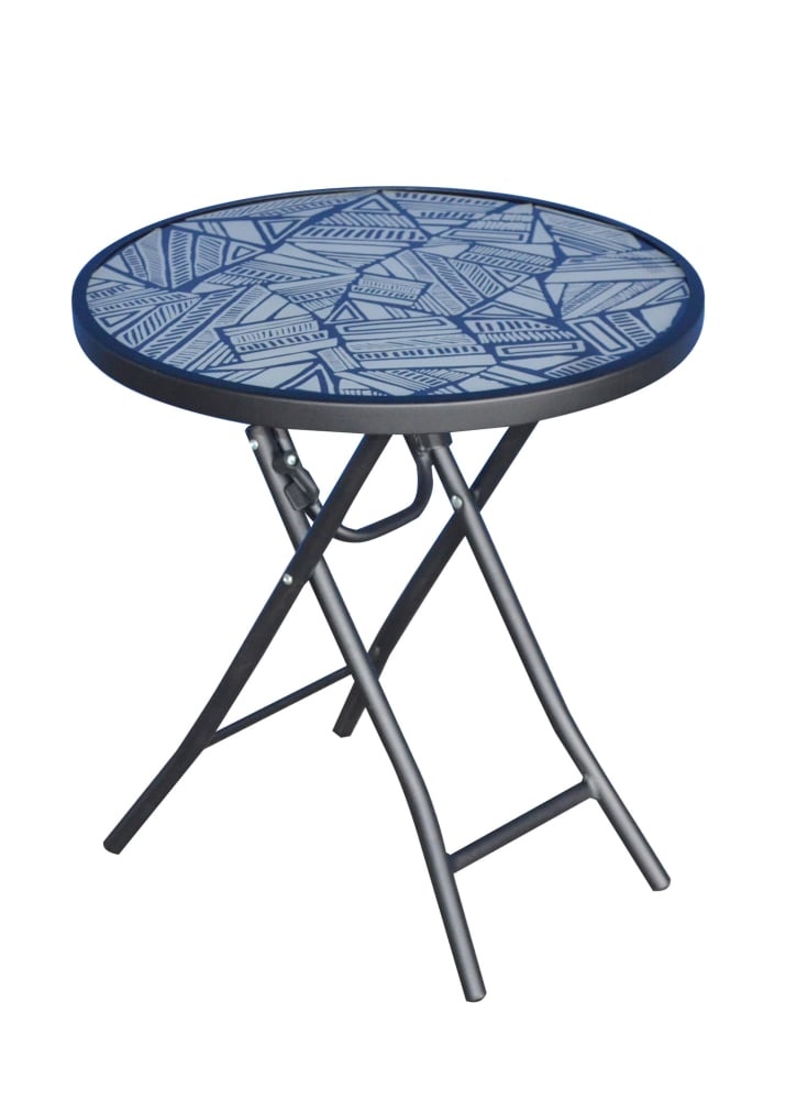 slide 1 of 1, HD Designs Outdoors Pattern Glass Top Folding Table - Raysall Way, 1 ct