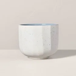 Hearth & Hand with Magnolia Speckle-Faceted Ceramic Canvas Jar Candle Blue/White 6oz - Hearth & Hand™ with Magnolia