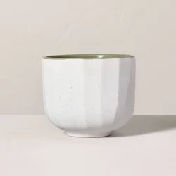 Hearth & Hand with Magnolia Speckle-Faceted Ceramic Bergamot Jar Candle Green/White 6oz - Hearth & Hand™ with Magnolia
