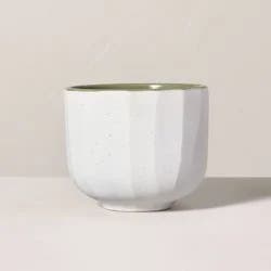 Hearth & Hand with Magnolia Speckle-Faceted Ceramic Bergamot Jar Candle Green/White 6oz - Hearth & Hand™ with Magnolia