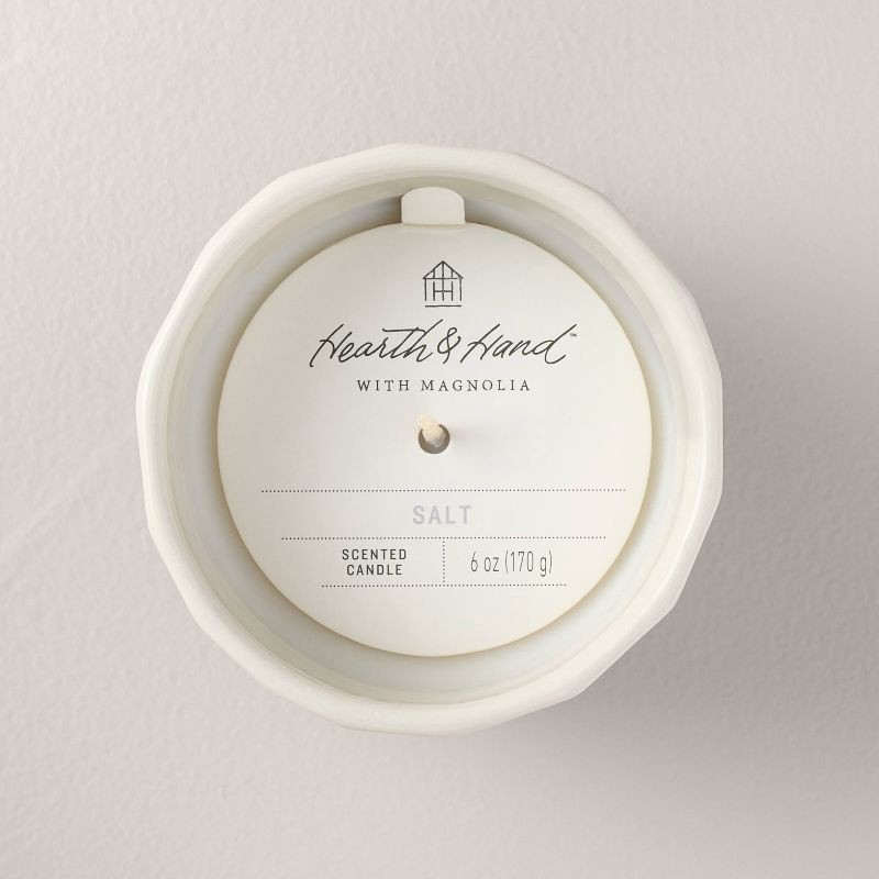slide 3 of 3, Hearth & Hand with Magnolia Speckle-Faceted Ceramic Salt Jar Candle White 6oz - Hearth & Hand™ with Magnolia, 6 oz