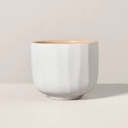Hearth & Hand with Magnolia Speckle-Faceted Ceramic Pampas Jar Candle Brown/White 6oz - Hearth & Hand™ with Magnolia