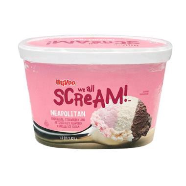 slide 1 of 1, Hy-Vee We All Scream Neapolitan, 48 oz