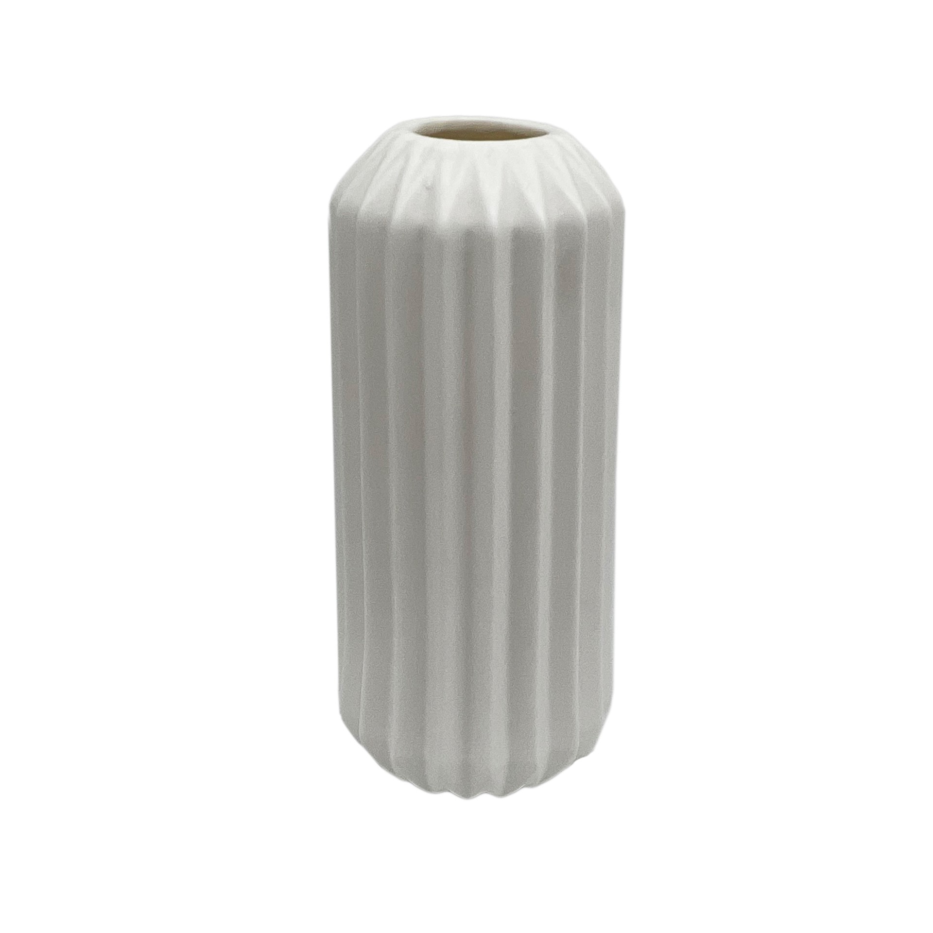 slide 2 of 3, 9" White Geometric Ceramic Vase By Ashland, 4.3 in x 4.3 in x 9 in