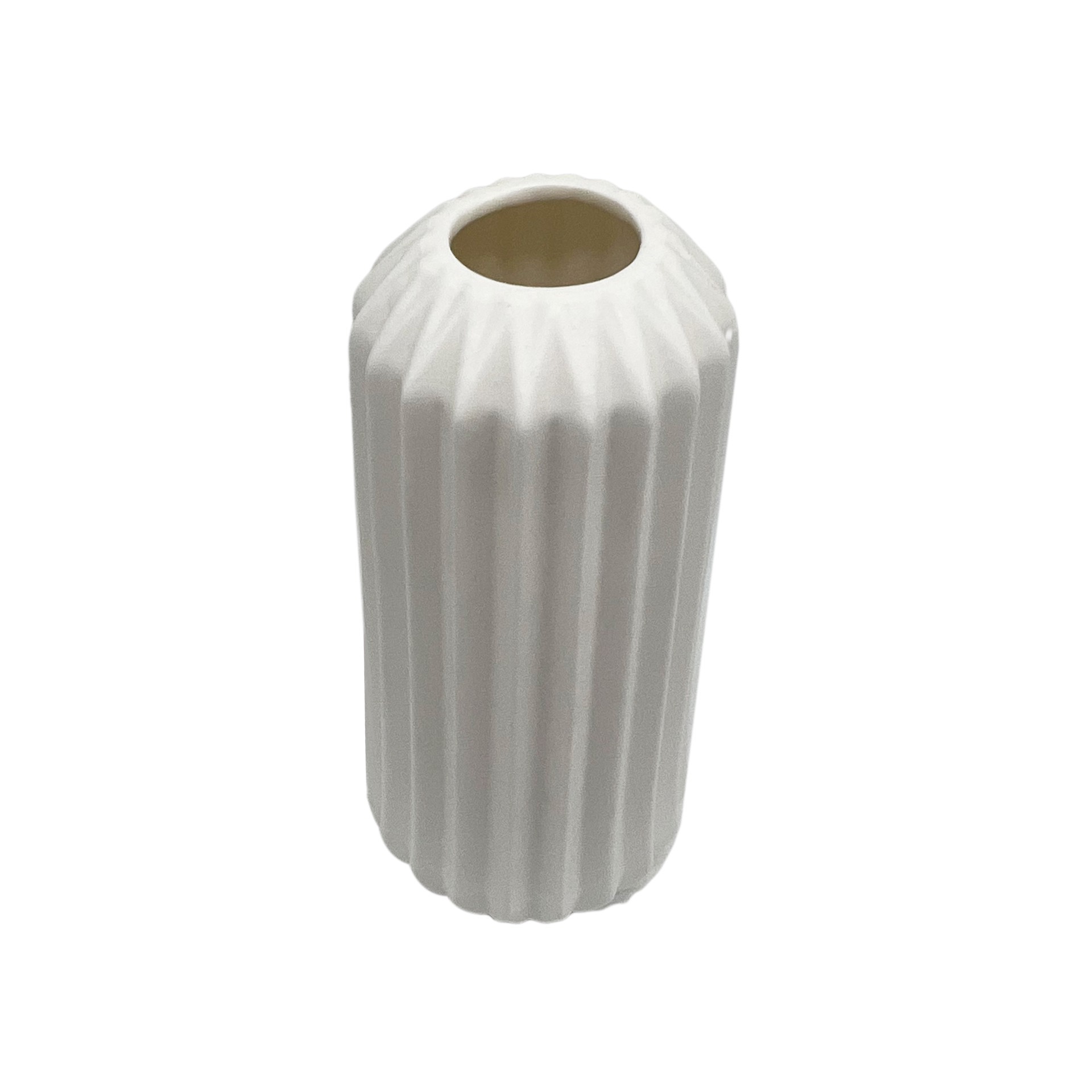 slide 3 of 3, 9" White Geometric Ceramic Vase By Ashland, 4.3 in x 4.3 in x 9 in