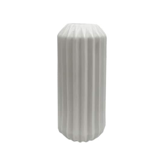 slide 1 of 3, 9" White Geometric Ceramic Vase By Ashland, 4.3 in x 4.3 in x 9 in