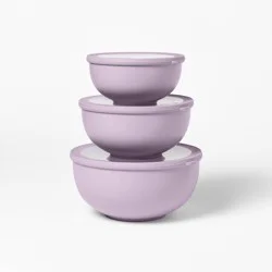 6pc (set of 3) Plastic Mixing Bowl Set with Lids Lavender - Figmint™