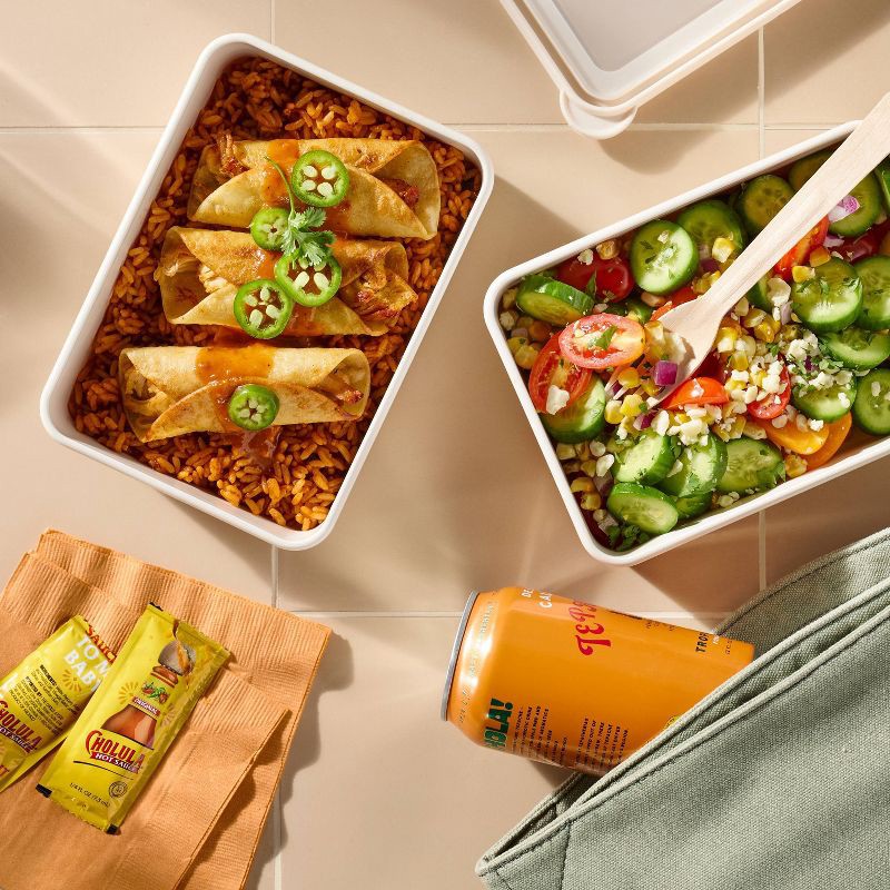 slide 2 of 4, 4pc (Set of 2) 3c Plastic Rectangle Food Storage Container Set Cream - Figmint™, 4 ct
