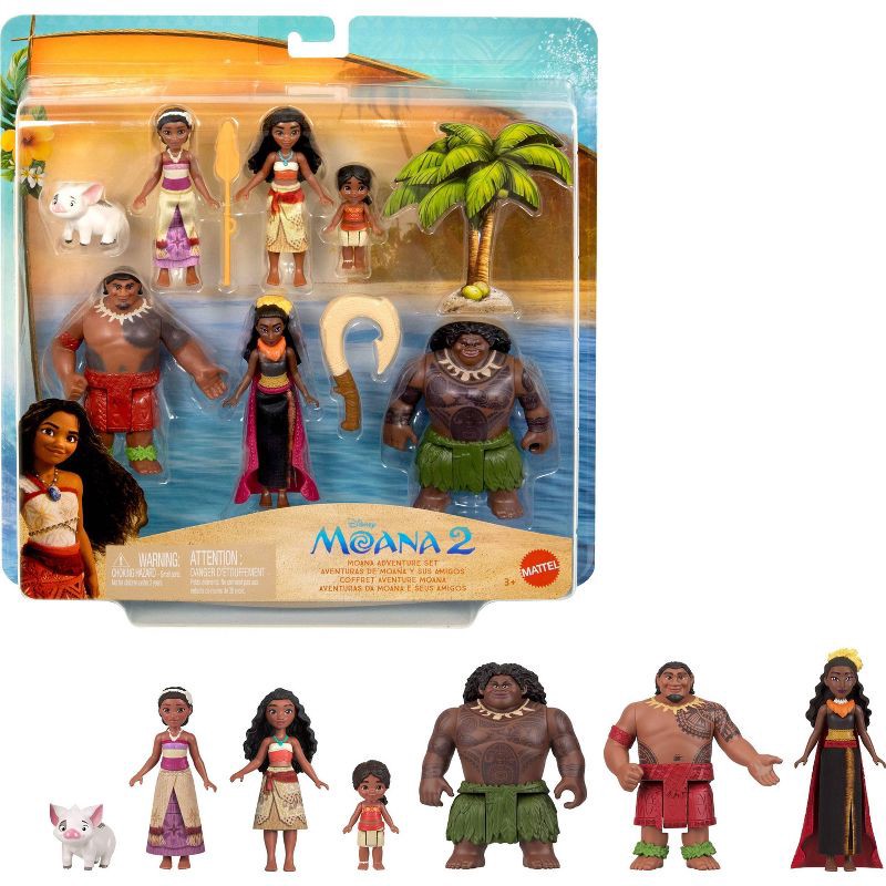 slide 1 of 6, Disney Moana 2 Adventure Set with 6 Small Dolls & Accessories, 1 ct