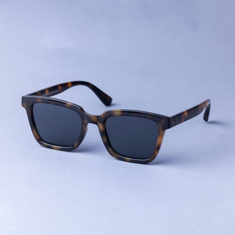slide 2 of 2, Men's Square Tortoise Shell Plastic Sunglasses - Goodfellow & Co™ Honey Brown: UV Protection, Recycled Material, 1 ct