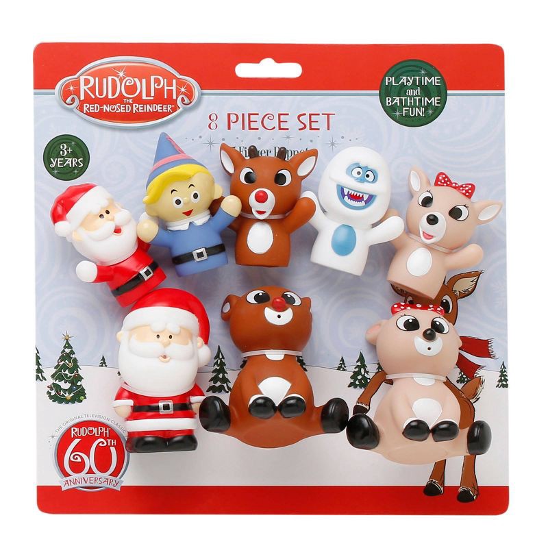 slide 2 of 2, Rudolph the Red-Nosed Reindeer 2.5" Finger Puppets & Baby Bath Squirt Toy Set - Christmas - 5pc, 5 ct
