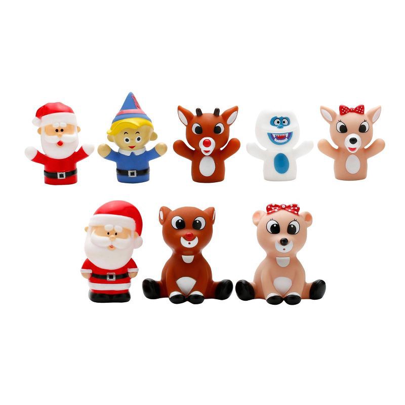 slide 1 of 2, Rudolph the Red-Nosed Reindeer 2.5" Finger Puppets & Baby Bath Squirt Toy Set - Christmas - 5pc, 5 ct