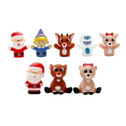 Rudolph the Red-Nosed Reindeer 2.5" Finger Puppets & Baby Bath Squirt Toy Set - Christmas - 5pc