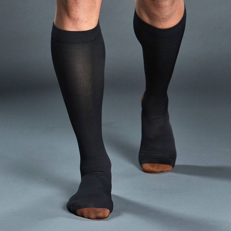 slide 4 of 5, Tommie Copper Sport Compression Knee High Socks 2pk - S/M: Leg Support, Microfiber, Adult, 2 ct