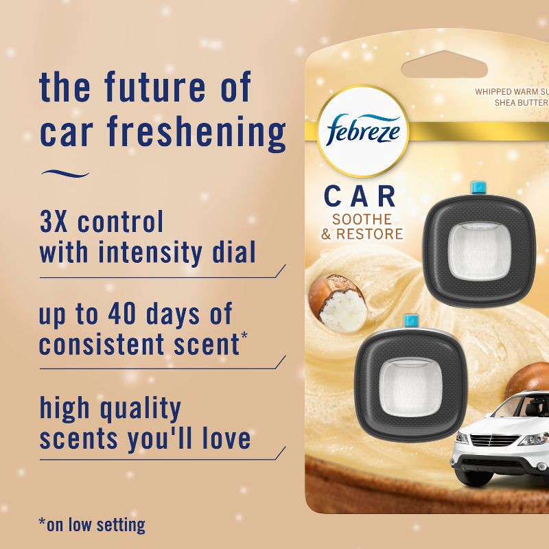 slide 3 of 14, Febreze Car Air Freshener - Soothe & Restore - 0.13 fl oz/2ct, 2 ct; 0.13 fl oz