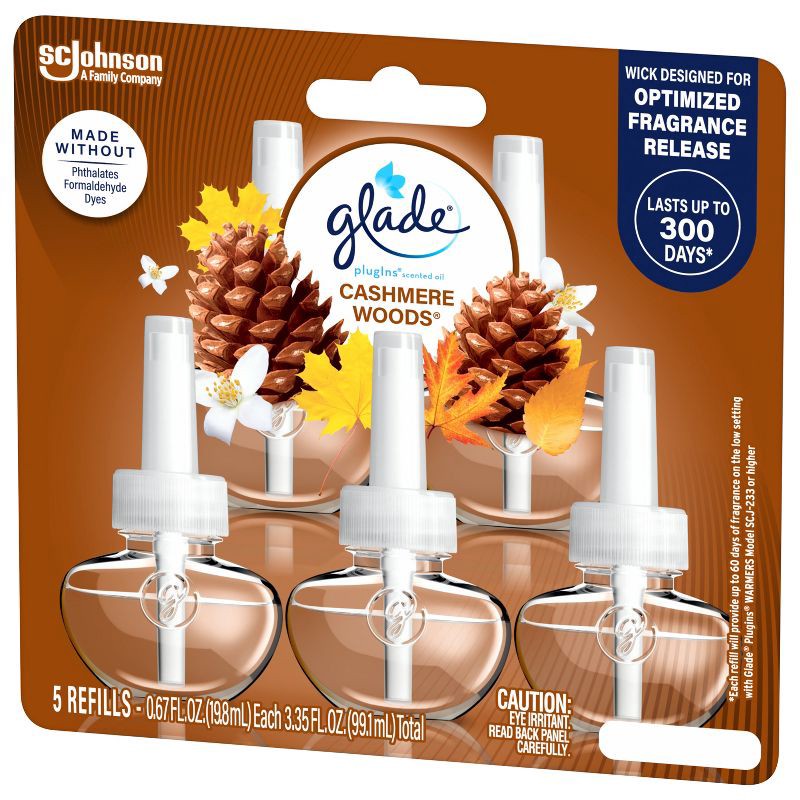 slide 15 of 16, Glade Air Freshener Plug Ins Scented Oil Diffuser Refills - Cashmere Woods - 3.35 fl oz/5pk, 5 ct; 3.35 fl oz