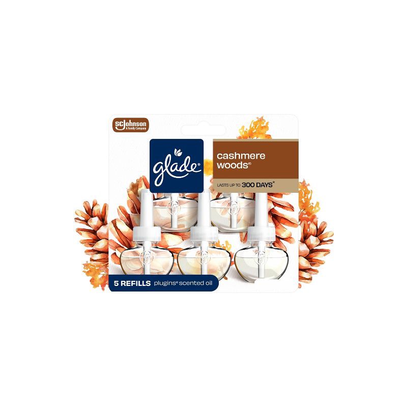 slide 1 of 16, Glade Scented Oil Air Freshener Plug In Refills - Cashmere Woods - 3.35 fl oz/5pk, 5 ct; 3.35 fl oz