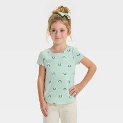 Toddler Girls' Short Sleeve Rainbow T-Shirt - Cat & Jack™ Mint Green 3T