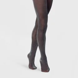 Women's Opaque Sparkle Tights - A New Day™ Black/Silver M/L