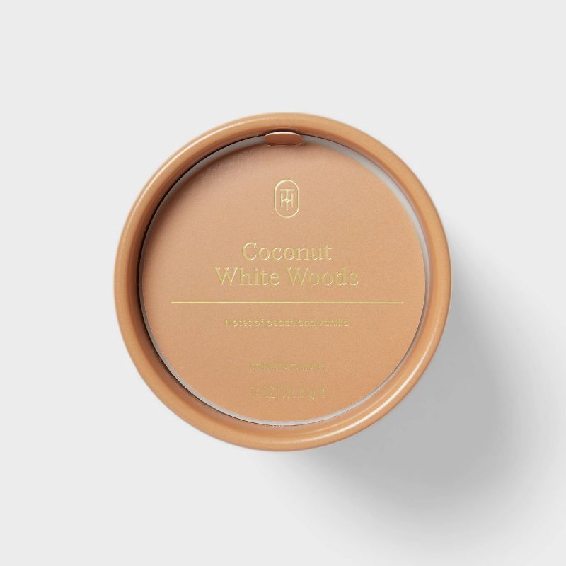 slide 4 of 4, 14oz Ceramic Ribbed Jar Candle Coconut White Woods - Threshold™, 14 oz