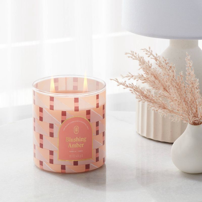 slide 2 of 3, 2-Wick Limited Edition Jar Candle with Lid Blushing Amber 15.1oz - Threshold™, 15.1 oz