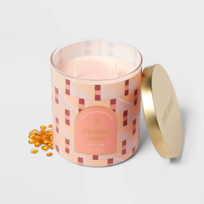 slide 3 of 3, 2-Wick Limited Edition Jar Candle with Lid Blushing Amber 15.1oz - Threshold™, 15.1 oz