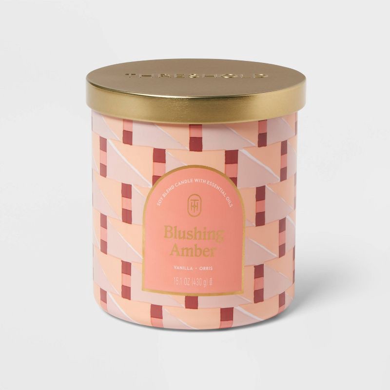 slide 1 of 3, 2-Wick Limited Edition Jar Candle with Lid Blushing Amber 15.1oz - Threshold™, 15.1 oz