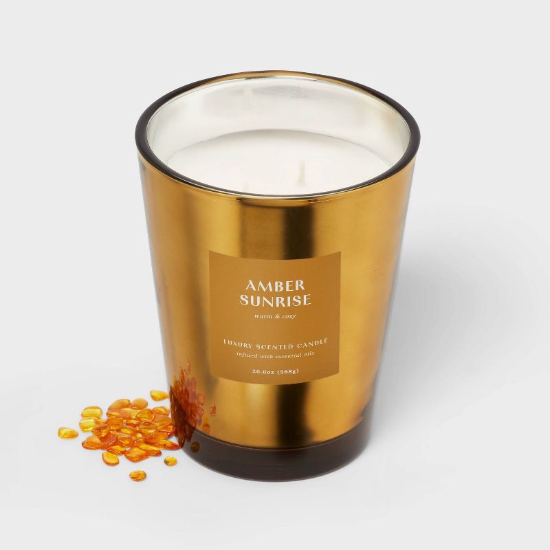 slide 3 of 4, 20oz Metallic Jar Candle Amber Sunrise - Threshold™, 20 oz