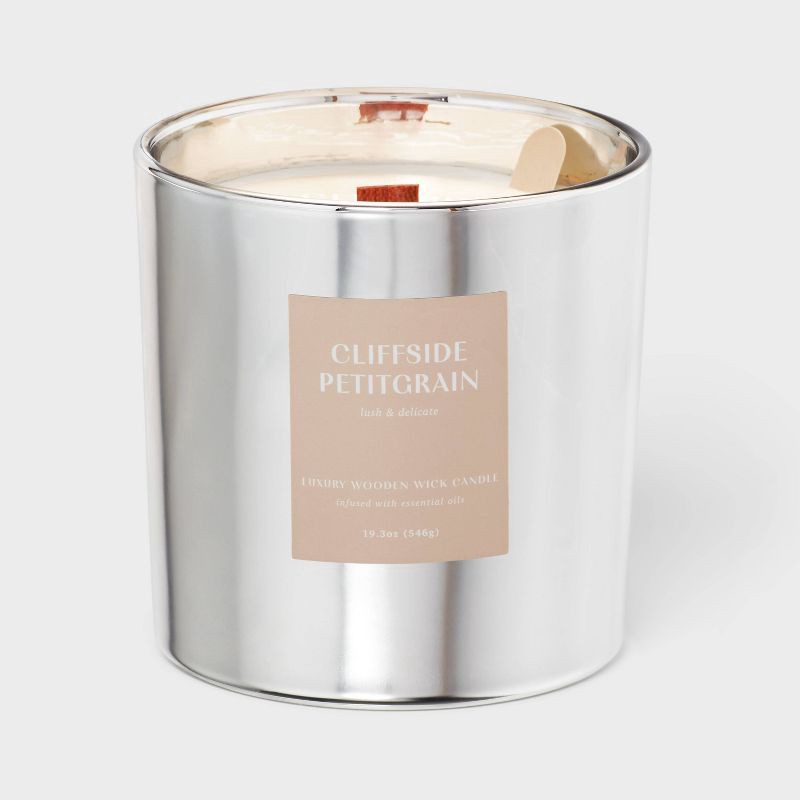 slide 1 of 4, 19.3oz Wooden Wick Jar Candle Petitgrain Canyon - Threshold™, 19.3 oz