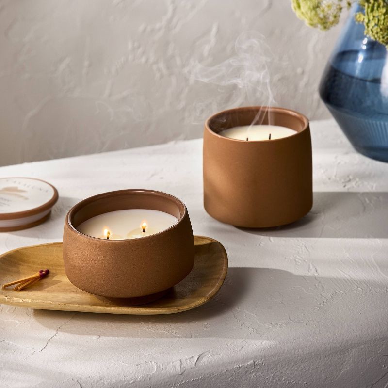 slide 2 of 5, 2-Wick Ceramic Jar Candle with Lid Restore 7.5oz - Casaluna™, 7.5 oz