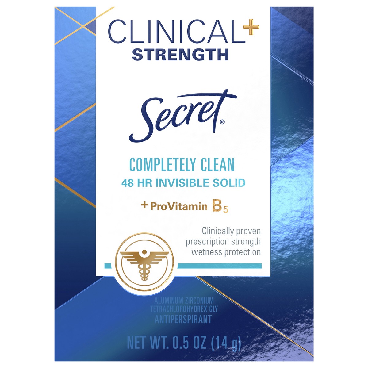 slide 1 of 3, Secret Clinical Strength Invisible Solid Antiperspirant and Deodorant for Women, Completely Clean, .5 oz, 0.5 oz