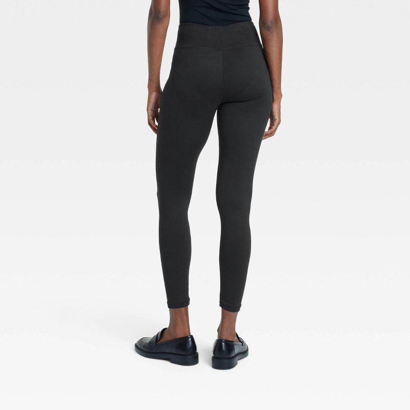 slide 2 of 3, Women's Supersoft Leggings with Wide Waistband - A New Day™ Black M: Mid Rise, Ankle Length, Power Stretch, 1 ct