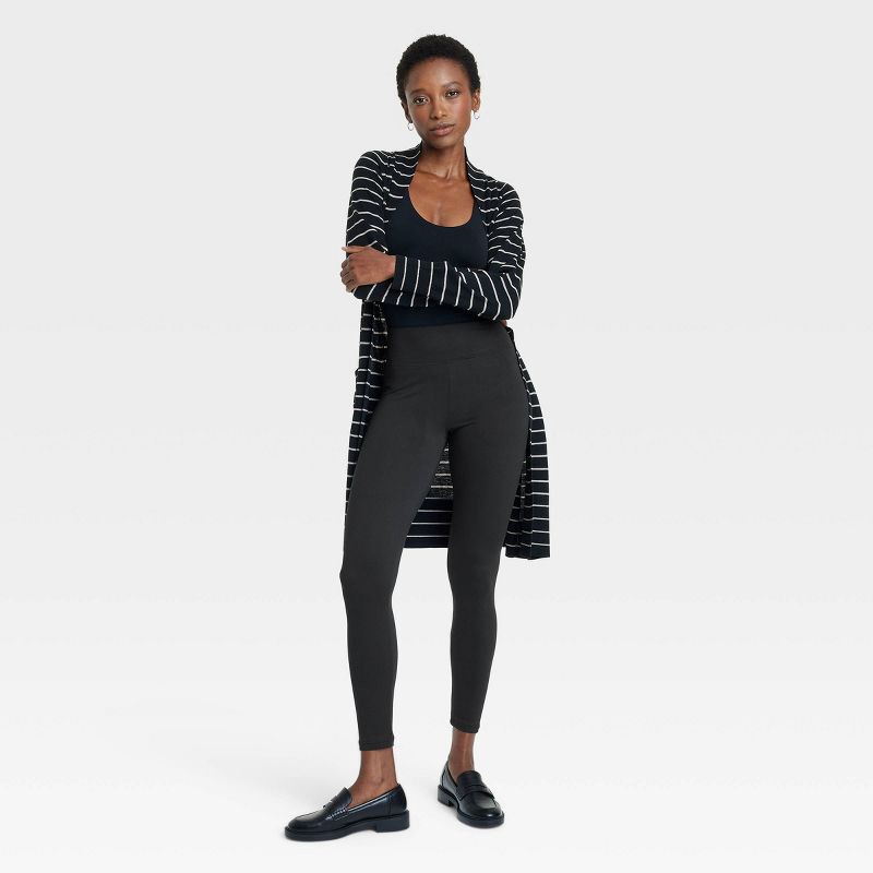 slide 3 of 3, Women's Supersoft Leggings with Wide Waistband - A New Day™ Black M: Mid Rise, Ankle Length, Power Stretch, 1 ct