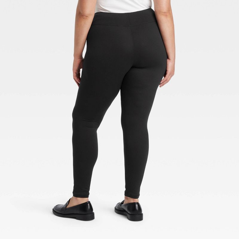 slide 2 of 3, Women's Supersoft Leggings with Wide Waistband - A New Day™ Black 1X: Mid Rise, Ankle Length, Power Stretch, 1 ct
