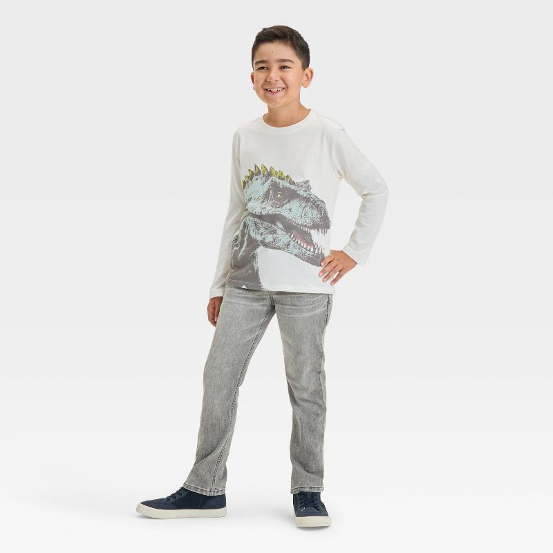 slide 4 of 4, Boys' Long Sleeve 'Photo Reel Dinosaur' Graphic T-Shirt - Cat & Jack™ Cream M, 1 ct