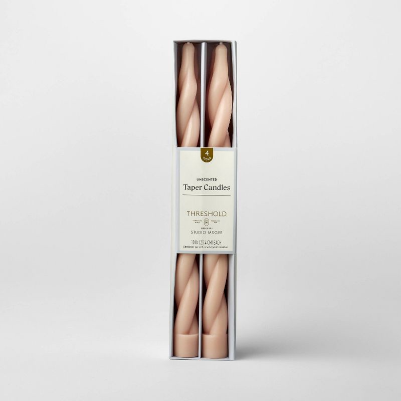 slide 1 of 3, Threshold designed w/Studio McGee 4pk Taper Set Light Pink Twist - Threshold™ designed with Studio McGee, 4 ct