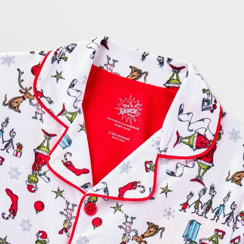 slide 3 of 3, Kids' The Grinch Christmas 2pc Pajama Set - White XS, 2 ct