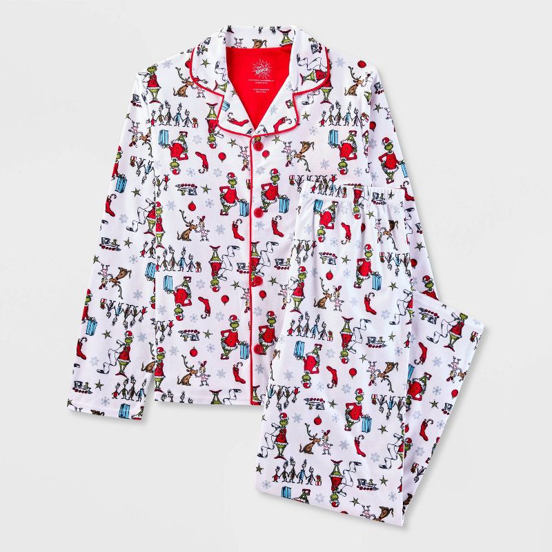 slide 1 of 3, Kids' The Grinch Christmas 2pc Pajama Set - White XS, 2 ct