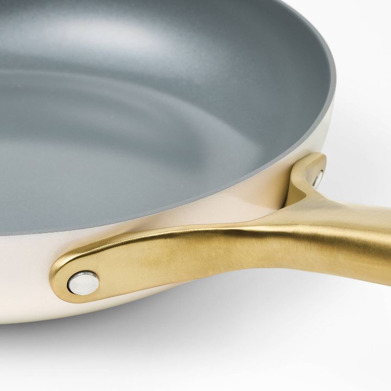 slide 4 of 8, 2pk Nonstick Ceramic Coated Aluminum Frying Pan Set with Champagne Handles Cream - Figmint™, 2 ct